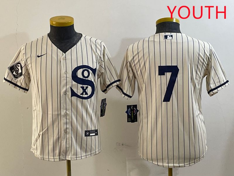 Youth Chicago White Sox 7 No Name Cream Stripe Dream Edition Game 2025 Nike MLB Jersey style 4
